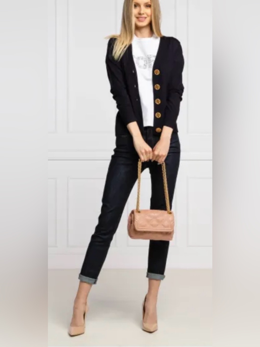 Tory Burch Wool cardigan Simone Sweater XS Black